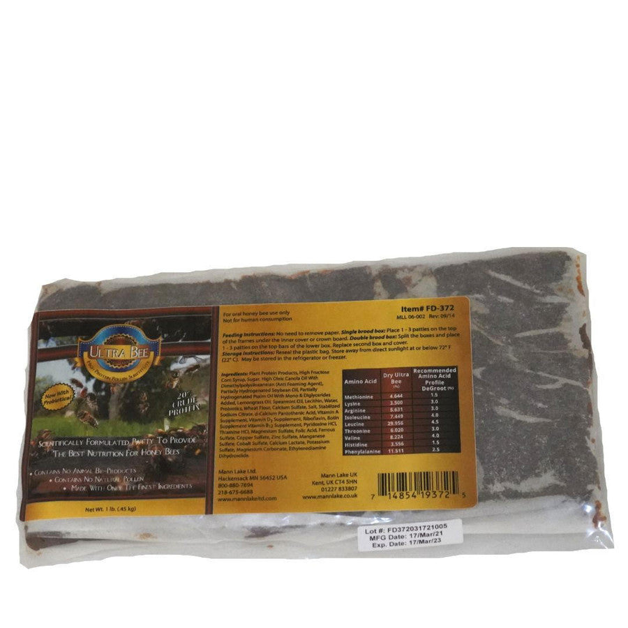 Ultra Bee High Protein Pollen Substitute Patty (One, Two, 10 Pound, or Bulk Box of 40)