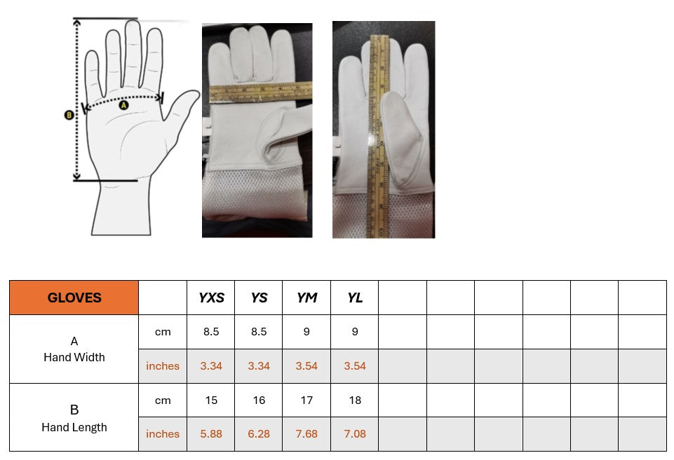 Soft Cowhide Gloves without Vent, Children/Youth Sizes