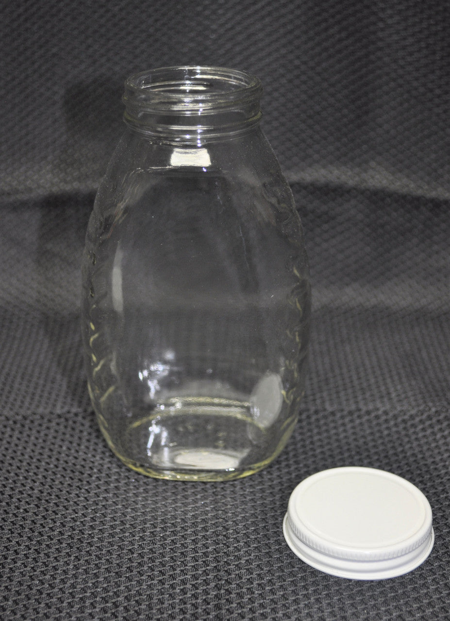 1 lb. Classic Glass Honey Bottles (Choose Plastic or White Metal Lids), 12 or 24 Pack