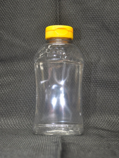 8 oz. (1/2 lb.) Hourglass Plastic Honey Bottles (with caps and seals)