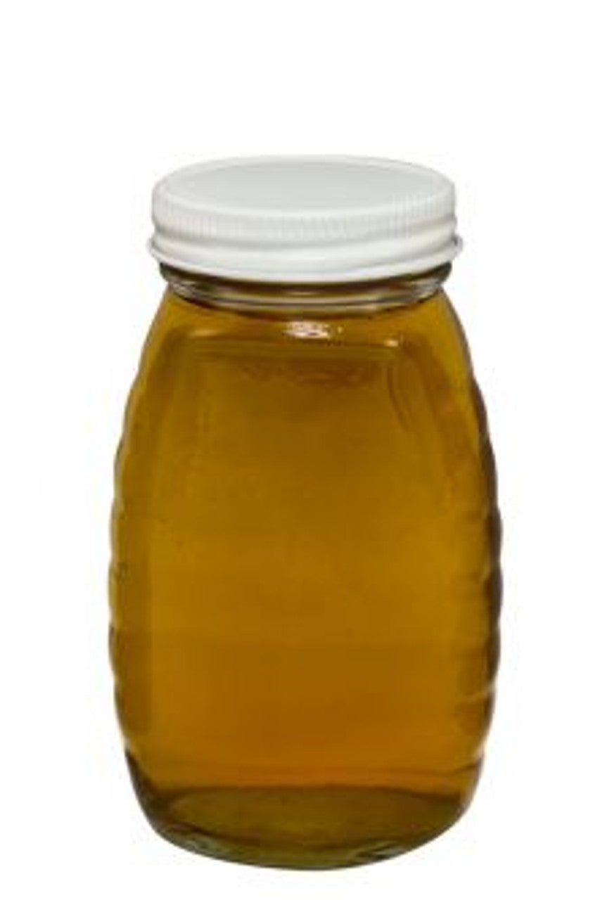 1 lb. Classic Glass Honey Bottles (with White Metal Lids), 24 Pack