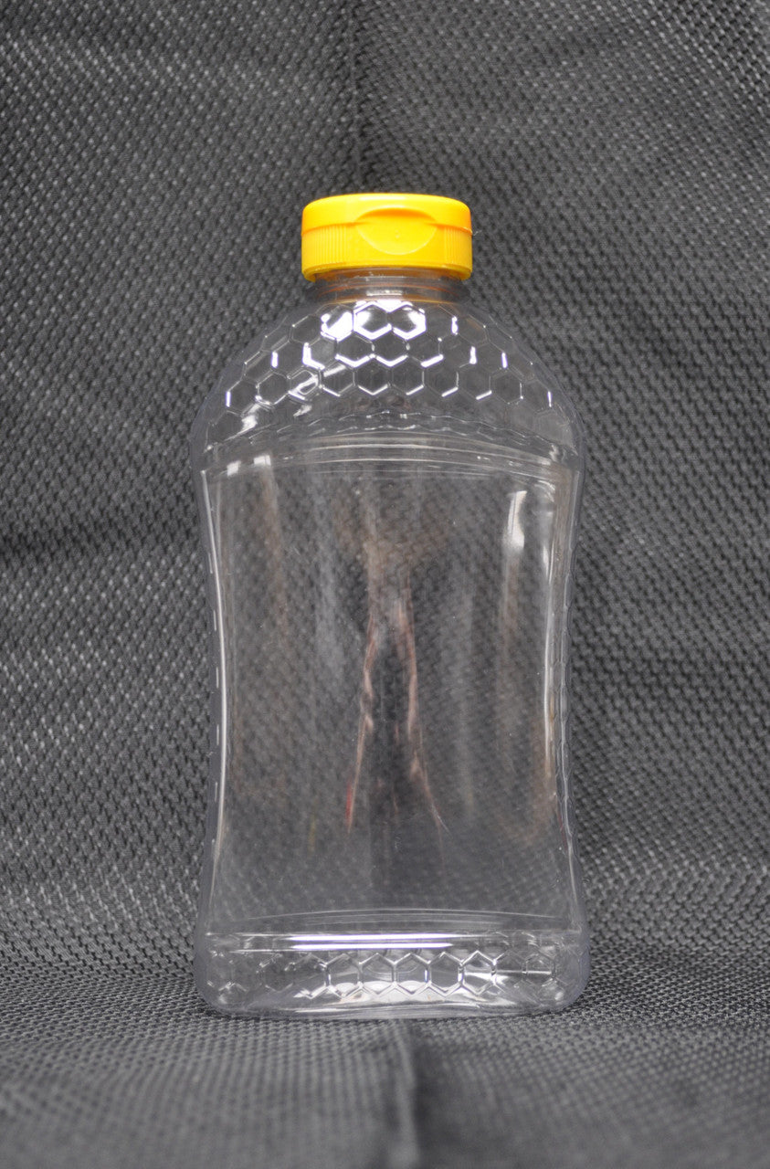 2 lb. Hourglass Plastic Honey Bottles (with caps and seals)