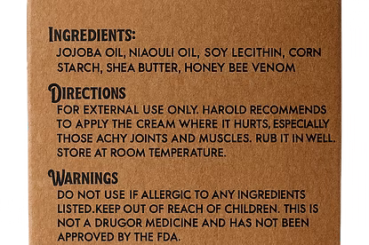 Harold's Famous Bee (Venom) Cream