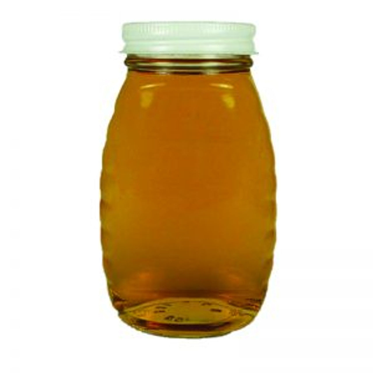 8 oz. (1/2 lb.) Classic Glass Honey Bottles (with white metal lids), 24 pack