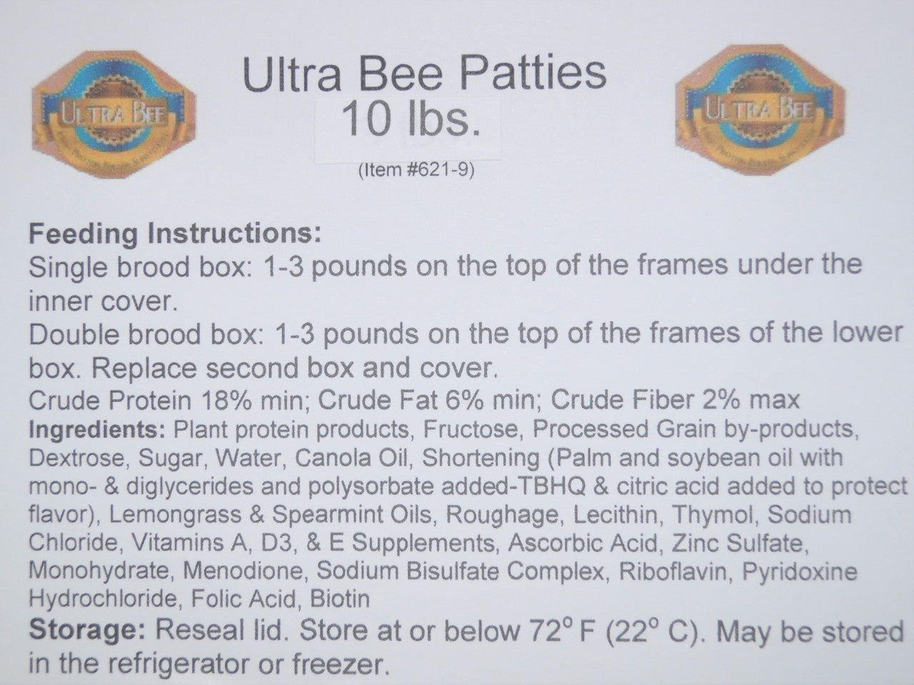 Ultra Bee Pollen Feed, 10 lb. Pail