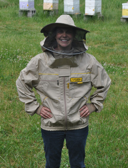 Lyson Beekeeping Jacket with Round Hat/Veil Combo, Beige